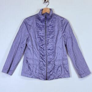 Chico's‎ Lavender Shimmer Zip Front Lightweight Ruched Jacket Women's 0 Small 4
